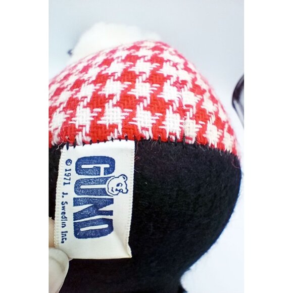 Gund Panda Vintage 1971 Plush Orange Bow Red Houndstooth Accents 13 Inches - Picture 2 of 16